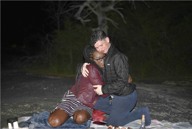 Brennan and Myaa close hugging post editing